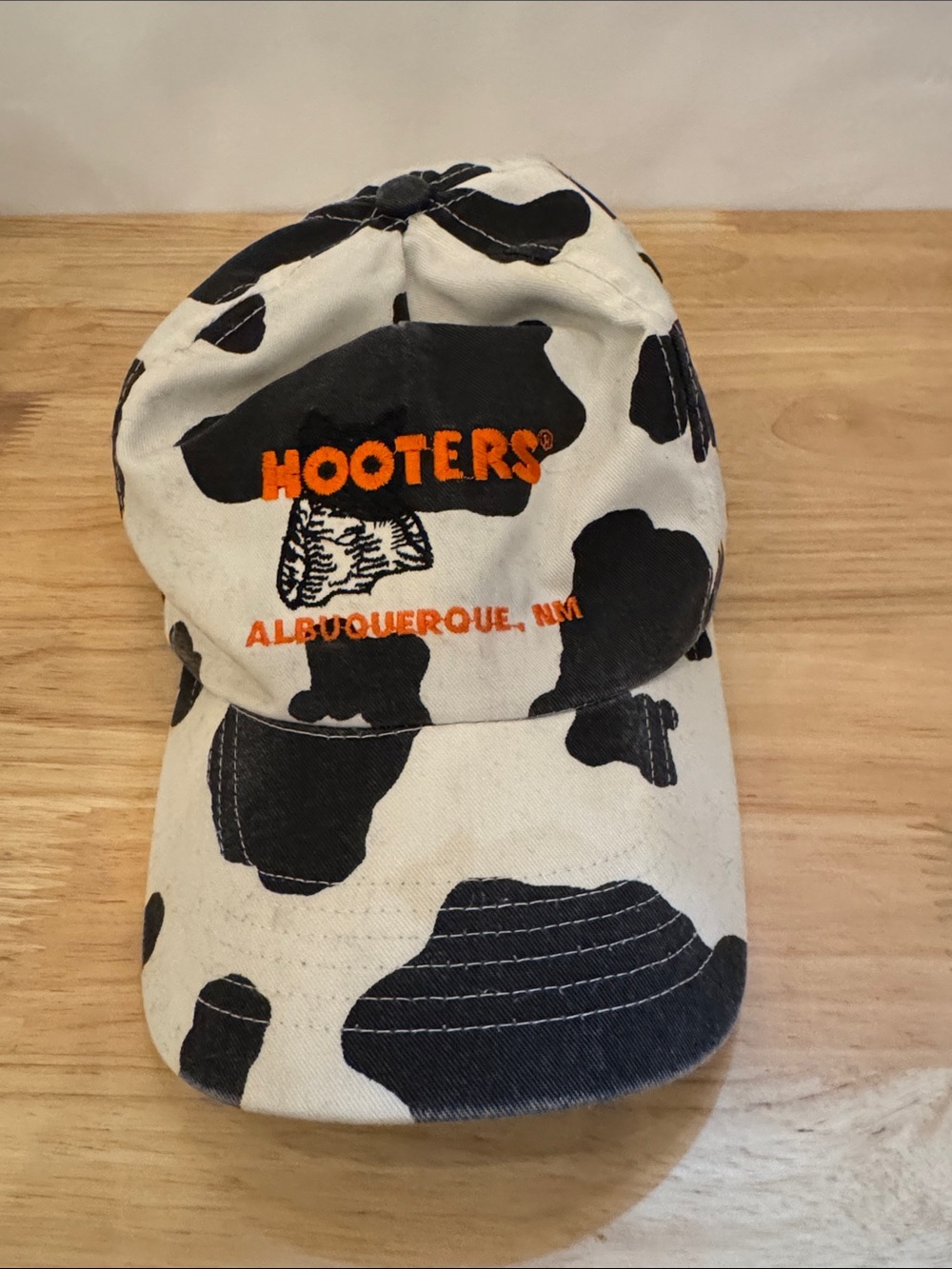 Hooters Kids Cow Print Cap in White, Black & Orange